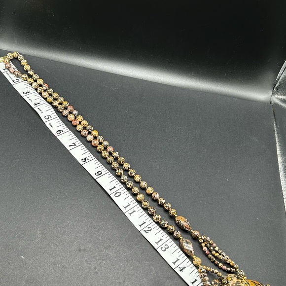 VTG Leopard Jasper Beaded Necklace Festish Animal Pendant 32” - Picture 5 of 6